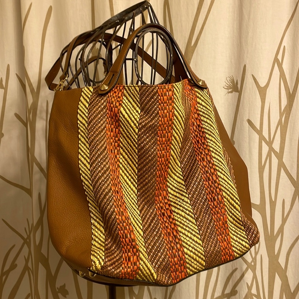 New Large Innué Leather and Woven Tote Made In Italy